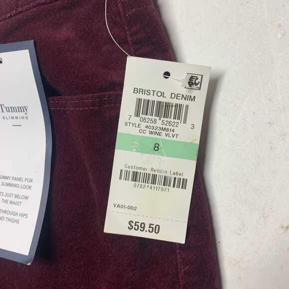 Charter Club Pant Bristol Tummy Slimming Skinny Leg Velvet Maroon Sz 8 MSRP $59 - Picture 4 of 11
